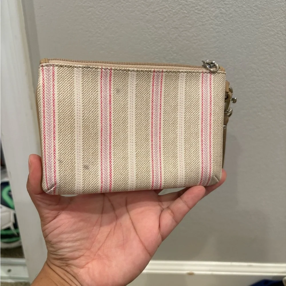 Coach Legacy Weekend Ticking Stripe Zippy Wallet Wristlet